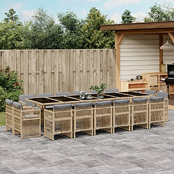 vidaXL Ensemble à manger de jardin et coussins 17 pcs mélange beige