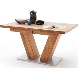 Pegane Table à manger extensible en chêne sauvage massif - Longueur 180-270 x Hauteur 78 x Profondeur 100 cm