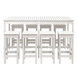 Avis vidaXL Ensemble de bar de jardin 9 pcs blanc bois de pin massif