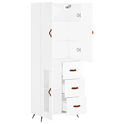 Avis vidaXL Buffet haut Blanc brillant 69,5x34x180 cm Bois d'ingénierie