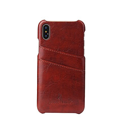 Wewoo Etui en cuir Fierre Shann Retro Oil en cire PU pour iPhone X / XS, avec emplacements pour cartes (brun)