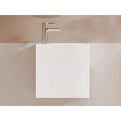 Vente-Unique Lave main suspendu blanc en solid surface avec niche - Robinetterie à gauche - 40 cm - PUMORI