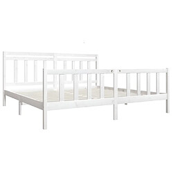 Avis Maison Chic Lit adulte - Lit simple Cadre de lit,Structure du lit Contemporain Blanc Bois massif 200x200 cm -MN46971