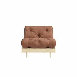 Inside 75 Fauteuil convertible futon ROOTS pin naturel coloris brun argile couchage 90 x 200 cm.