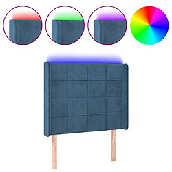 vidaXL Tête de lit à LED Bleu foncé 93x16x118/128 cm Velours