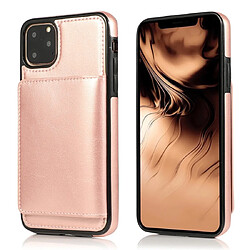 Wewoo Coque Rigide Pour iPhone 11 Pro de protection antichoc en PU + TPU avec fentes cartes et support Or rose