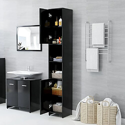 Avis Maison Chic Armoire de salle de bain,Meuble de rangement,Meuble haut Noir 30x30x183,5 cm Aggloméré -GKD107234