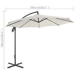 vidaXL Parasol en porte-à-faux avec poteau en acier 300 cm Sable pas cher