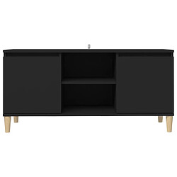 Acheter vidaXL Meuble TV avec pieds en bois massif Noir 103,5x35x50 cm