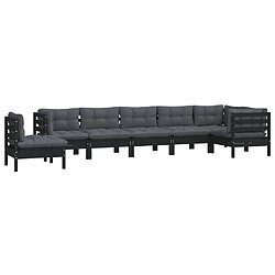 Avis Maison Chic Salon de jardin 8 pcs + coussins - Mobilier/Meubles de jardin - Table et chaises d'extérieur Noir Bois de pin solide -MN35123