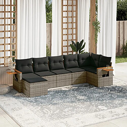 Maison Chic Salon de jardin avec coussins 7 pcs, Ensemble Tables et chaises de jardin, gris résine tressée -GKD544576