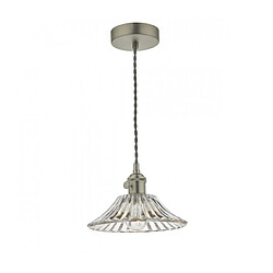 Luminaire Center Suspension Hadano Verre moulé,chrome antique 1 ampoule 129cm