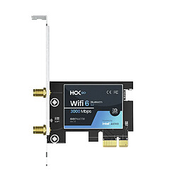 HCX Carte WiFi 6 AX3000Mbps, Bi-Bandes, Bluetooth 5.2, WPA3, Module AX200