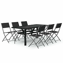 Salle à manger de jardin 7 pcs,Table et chaise à dîner Gris et noir -MN68589