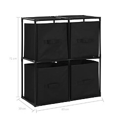 vidaXL Armoire de rangement avec 4 paniers tissu Noir 63x30x71cm Acier pas cher