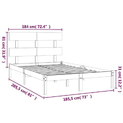 vidaXL Cadre de lit sans matelas blanc 180x200 cm bois massif pas cher