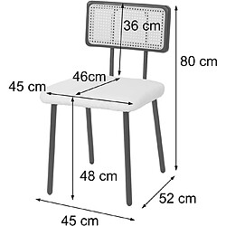 Acheter Decoshop26 Ensemble de 2 chaises de salle à manger cuisine en métal poly-rotin bois et tissu/textile blanc bouclé CDS04800