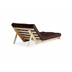 Inside 75 Fauteuil convertible futon ROOTS pin naturel coloris marron couchage 90 x 200 cm. pas cher