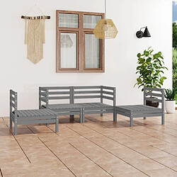 Maison Chic Salon de jardin 4 pcs - Table et chaises d'extérieur - Mobilier/Meubles de jardin Moderne Gris Bois de pin massif -MN56696