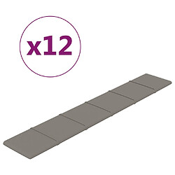 vidaXL Panneaux muraux 12 pcs Gris clair 90x15 cm Velours 1,62 m²