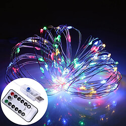 Wewoo Guirlande argent 10m 100 LEDs 8 Modes USB Fil Chaîne Lumière Fée Lampe Décorative avec 13 touches Télécommande, DC 5V Colorée