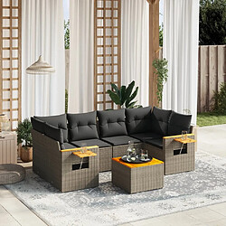 Maison Chic Salon de jardin avec coussins 7 pcs | Ensemble de Table et chaises | Mobilier d'Extérieur gris résine tressée -GKD97573