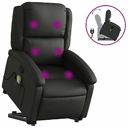 Maison Chic Fauteuil Relax pour salon, Fauteuil inclinable de massage noir cuir véritable -GKD12103