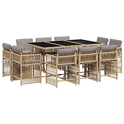 vidaXL Ensemble à manger de jardin et coussins 11 pcs mélange beige