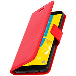 Avizar Housse Folio Samsung Galaxy J6 Etui Porte carte Fonction Support - Rouge