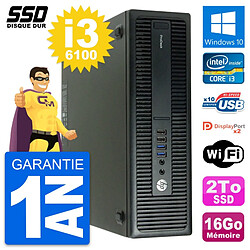 PC HP ProDesk 600 G2 SFF Intel Core i3-6100 RAM 16Go SSD 2To Windows 10 Wifi - Occasion