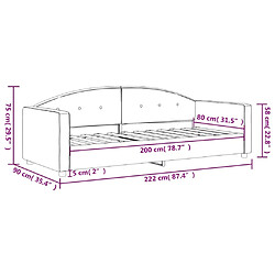 vidaXL Lit de repos sans matelas noir 80x200 cm velours pas cher