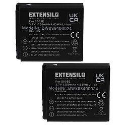 Vhbw EXTENSILO 2x Batteries compatible avec Panasonic Lumix DMC-FX01, DMC-FX07, DMC-FX10 appareil photo, reflex numérique (1250mAh, 3,7V, Li-ion)