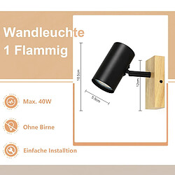 Acheter NETTLIFE Plafonnier 1 flamme Bois - Noir Plafonnier couloir Métal Rétro GU10 350°Plot de plafond pivotant Max.40W