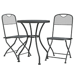 Avis Maison Chic Mobilier à dîner 3 pcs de jardin - Ensemble table et chaises d'extérieur - Salon/Mobilier de jardin classique Maille Métal Anthracite -MN53574