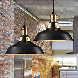 Stoex Lot de 2 Suspension Vintage Industrielle Lampe de Plafonniers LED Retro Métal Lustre avec Abat-jour Luminaire E27 Eclairage de Plafond Noir