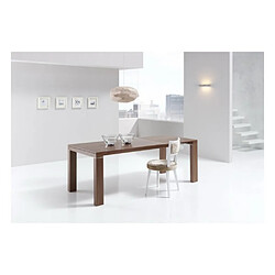 Inside 75 Table repas extensible ARMONIA 8 couverts 140/210x90cm pieds bois foncé plateau noyer