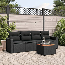 Maison Chic Salon de jardin 5 pcs avec coussins | Ensemble de Table et chaises | Mobilier d'Extérieur noir résine tressée -GKD73758