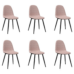 Maison Chic Lot de 6 Chaises à manger | Chaise de salle à manger cuisine rose velours -GKD86683