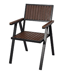 Acheter Mendler Lot de 2 chaises de jardin + table de jardin HWC-J95 Outdoor, alu aspect bois ~ noir, marron foncé