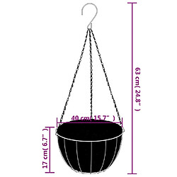 vidaXL Jardinières suspendues 4 pcs avec doublure coco Noir Ø 40x63 cm pas cher