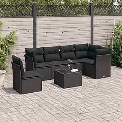 Maison Chic Salon de jardin 7 pcs avec coussins | Ensemble de Table et chaises | Mobilier d'Extérieur noir résine tressée -GKD74323