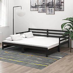 vidaXL Lit coulissant sans matelas noir 2x(90x200) cm