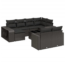 vidaXL Salon de jardin 11 pcs avec coussins noir résine tressée