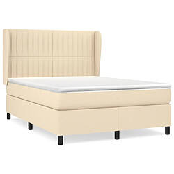 vidaXL Sommier à lattes de lit avec matelas Crème 140x190 cm Tissu