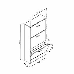 Mes Meuble à chaussures 3 abattants 63x23x120 cm décor chêne - MIRSA pas cher