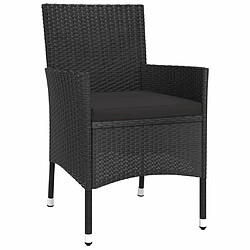 Salle à manger de jardin 3 pcs avec coussins,Table et chaise à dîner Noir -MN23410 pas cher