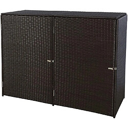 Decoshop26 Abri de poubelles extérieur conteneurs à ordures jusqu'à 2 bacs avec couvercle poly rotin 2x120 litres marron 04_0002856 pas cher