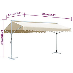 vidaXL Auvent sur pied 600 x 300 cm Crème pas cher