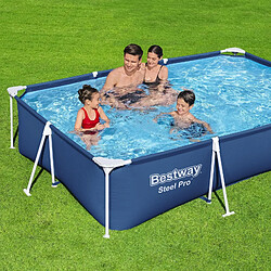 Piscine Démontable Rectangulaire Bestway Steel Pro 300x201x66 cm avec Revêtement en DuraPlus et Pompe de Filtration Épurateur à Cartouche de 1.249 L/h