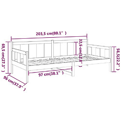 vidaXL Lit de jour sans matelas marron miel bois pin massif 90x200 cm pas cher